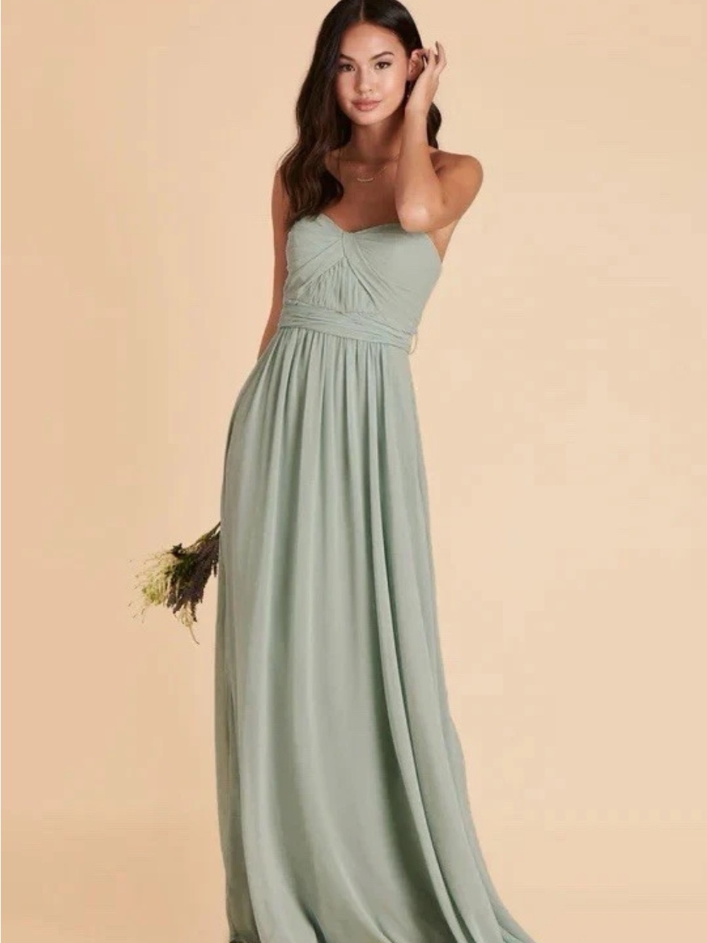 Birdy Grey Grace Dress in Chiffon Sage with no slit size Small NWT